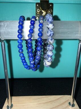 Blue Lapis & Sodalite Beaded Stretch Bracelets